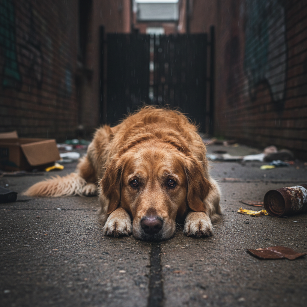 Sad dog before visiting